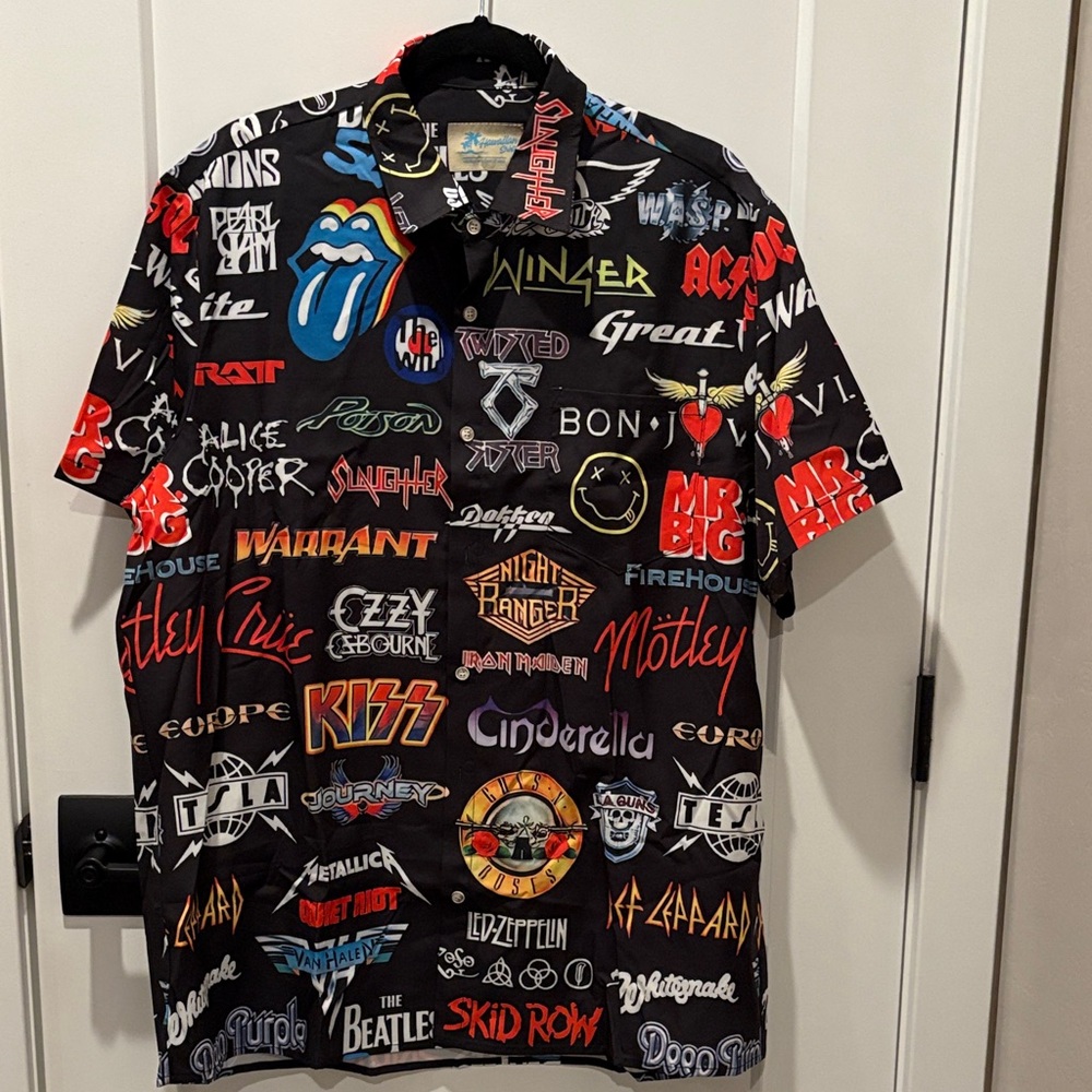 80s Rock Band Hawaiian Shirt, retro throwback music shirt, vintage